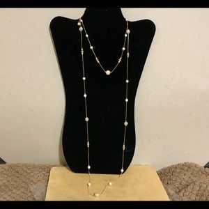 Candie’s Gold & Pearl Beaded Double Necklace